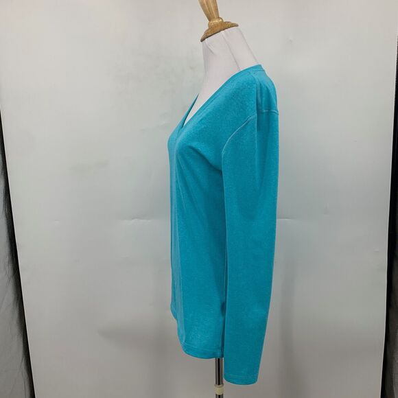 Nike Shirt Women S Small Peacock V Neck Regular Dri Fit Long Sleeve Pullover Tee - Picture 4 of 9